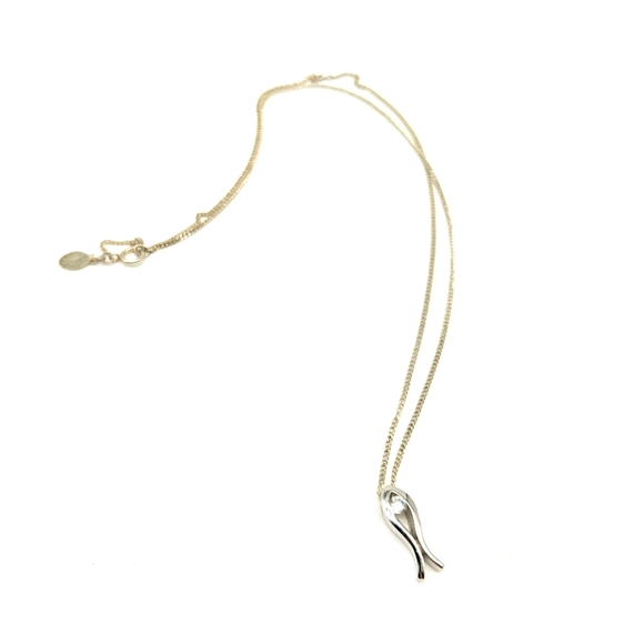 925 Fish and Cubic Zirconia on Silver Chain - Picture 1 of 5